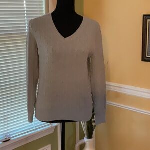 Karen Scott Size Small Gray Cable Knit Light Gray Sweater